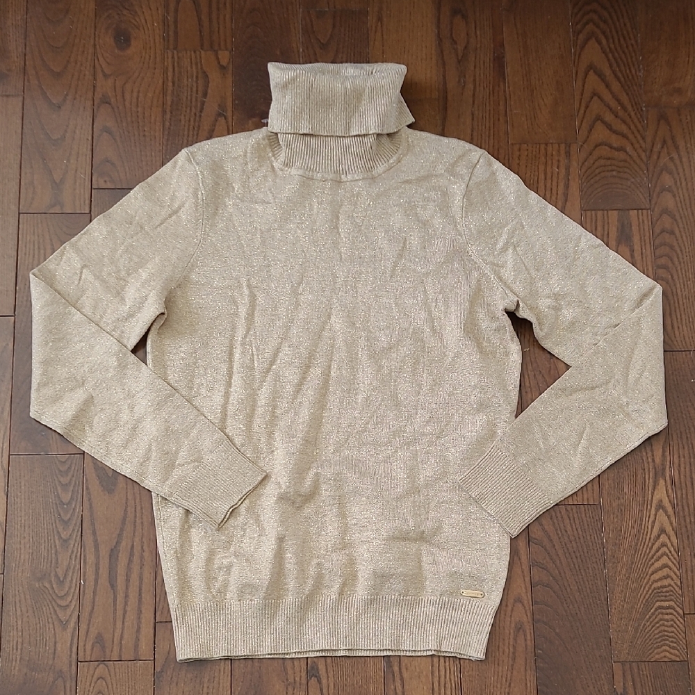 NEW CALVIN KLEIN Women's Gold  Turtleneck Sweater size M